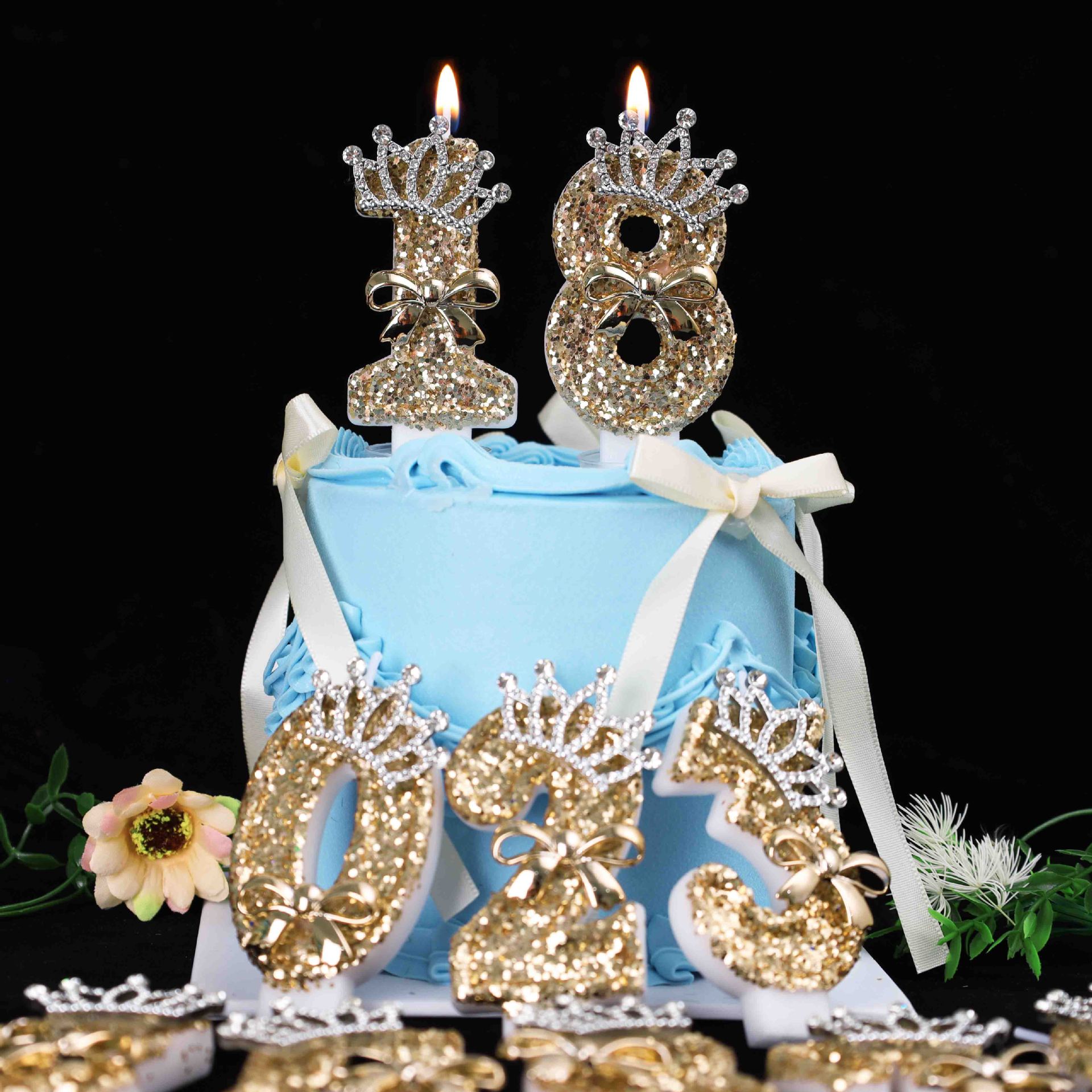 0-9 Gold Glitter Crown Number  - огляд і ціна Unity Candle Set