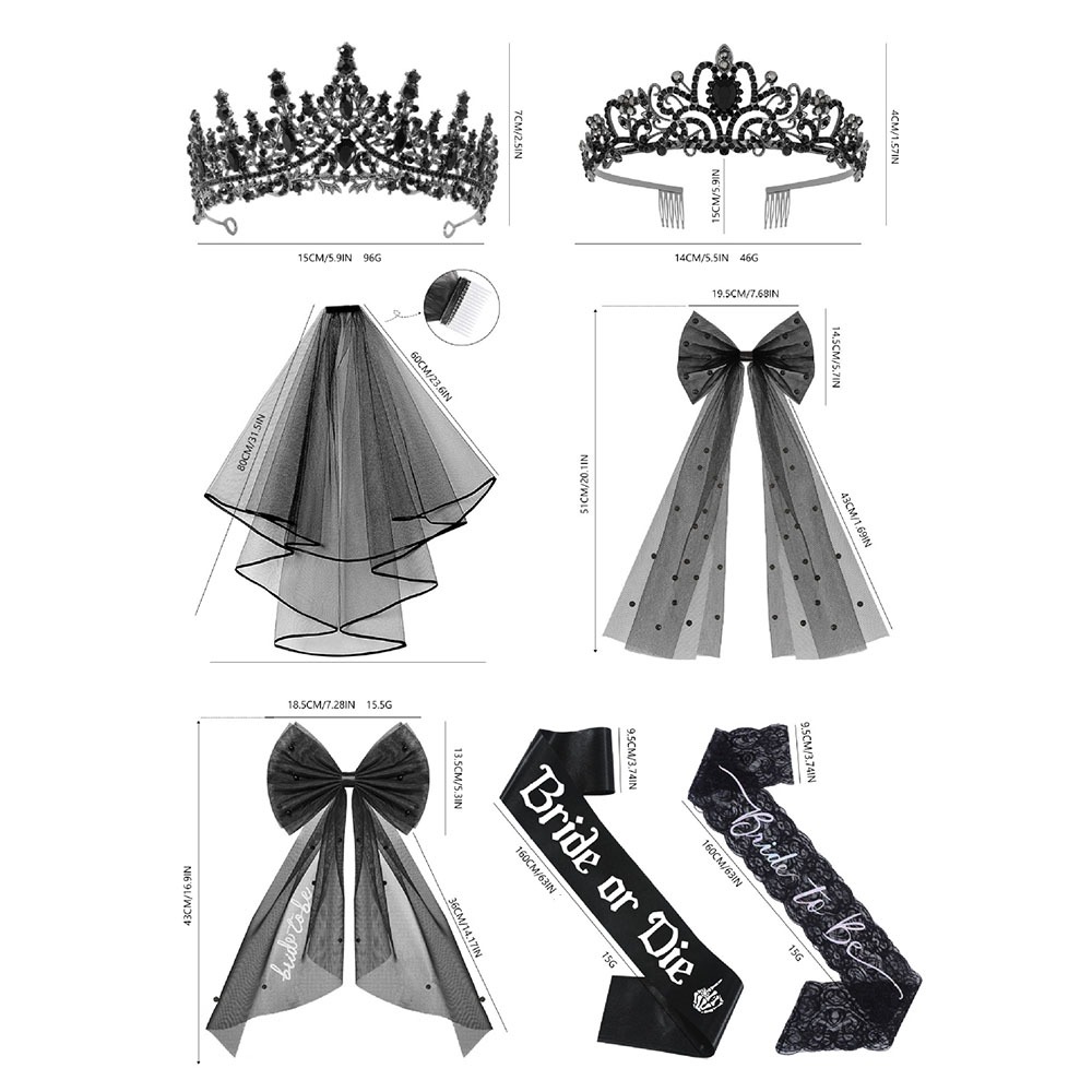 3pcs Gothic Black Bachelorette - огляд і ціна Bride Tribe Sash