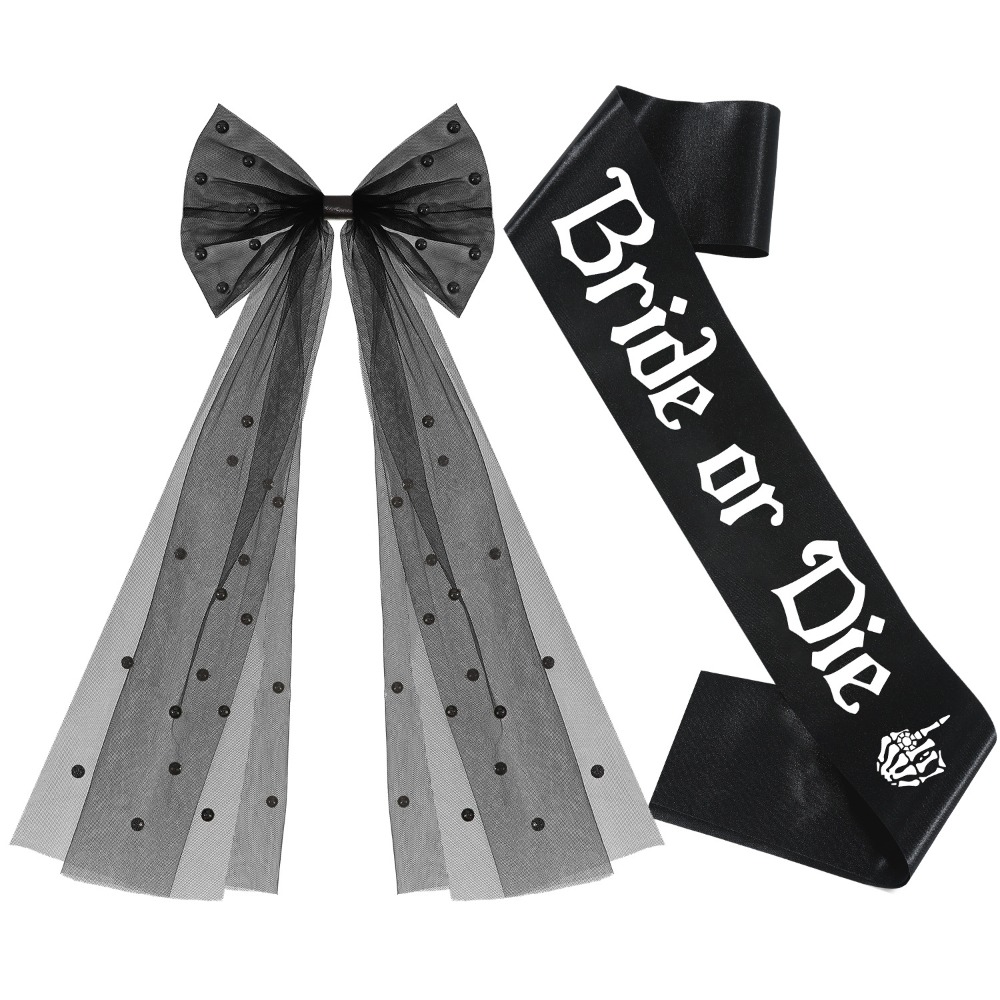 3pcs Gothic Black Bachelorette - огляд і ціна Bride Tribe Sash