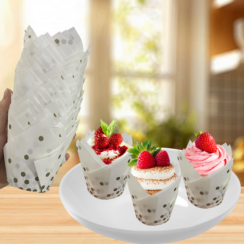 50Pcs/100Pcs Gold Dot Tulip Ca - огляд і ціна Wedding Cake Supply